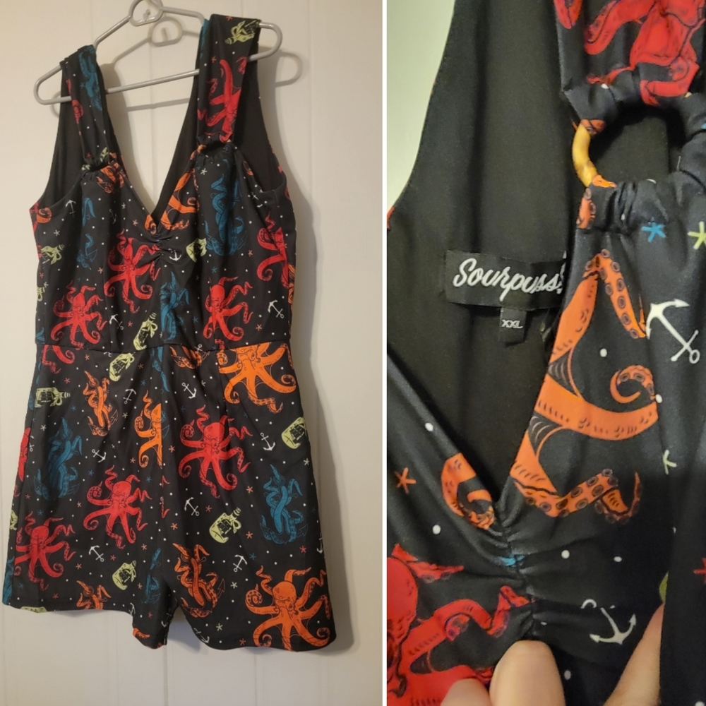 Sourpuss Clothing Octopus Playsuit - Size XXL